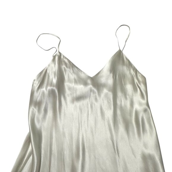 Vintage Vivine La Rinascente 100% Silk Slip Dress Silver Italy Size L - Picture 6 of 10